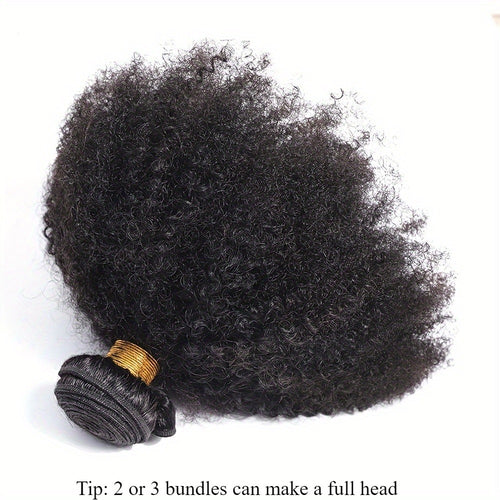 1 Bundle (for One) Mongolian Afro Kinky Curly Human Hair Extensions Suitable for - 4B & 4C Hair Bundles, Natural Color Afro Curly Weave, Unprocessed Hair for Dreadlocks, Braids, Twists
