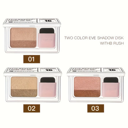 Eyeshadow Palette Set 3-Piece Duo 2-Color Matte Shimmer Smudge-Proof Long-Lasting Blendable Eye Makeup with Applicator Brush for Daily Party Glam Looks