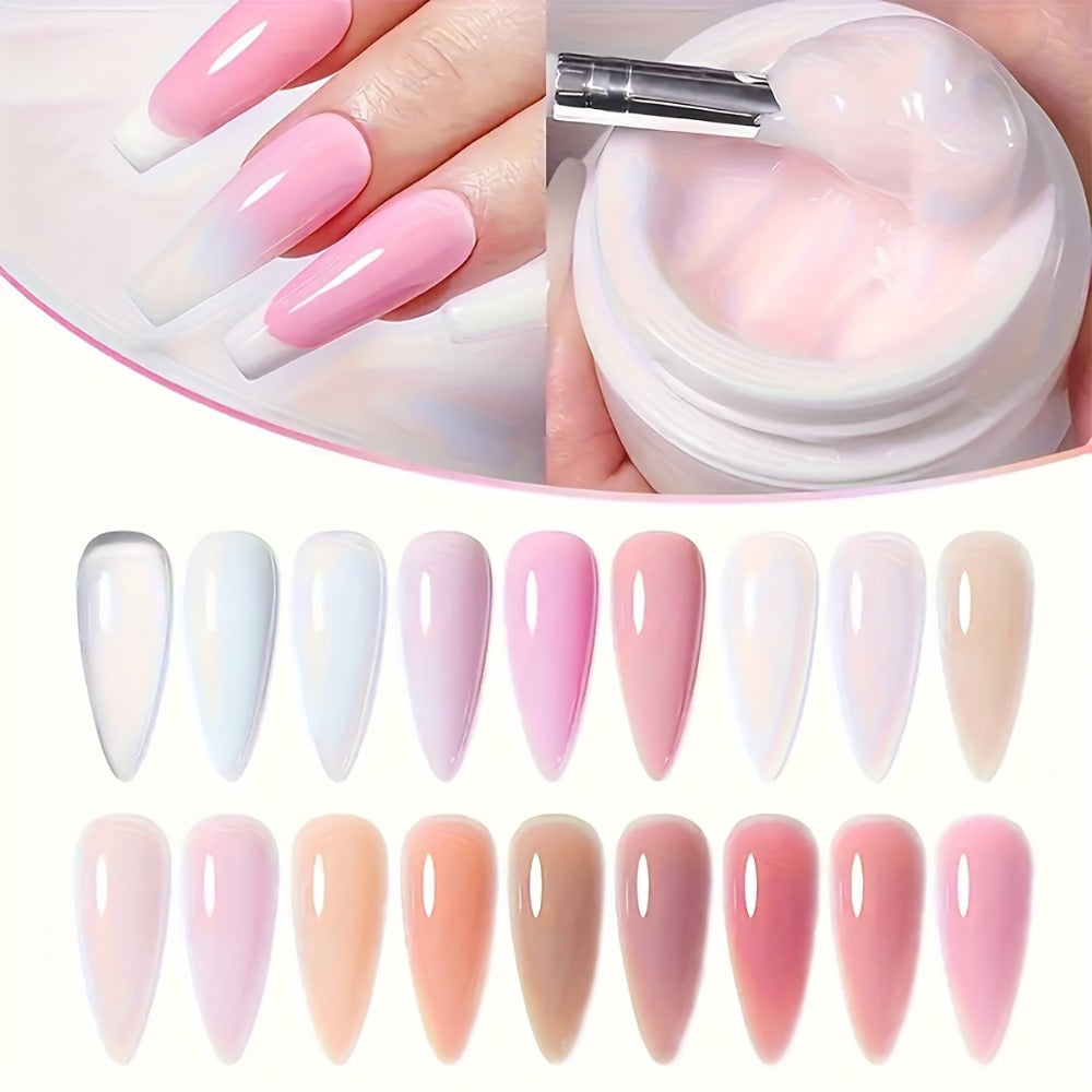 6 Colors/Set Cured Nail Extension Adhesive - Crystal Clear, White, Milky Jelly, Light Pink, Pink, Nude - Smooth, Alcohol-Free, Quick-Drying, Perfect for Nail Art And Salon Use