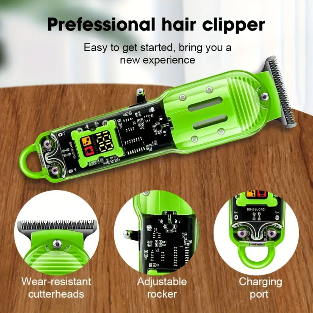 Men' Cordless Hair Clipper & Beard Trimmer with LED Display - USB-C Charging, 4 Attachments Combs (Long Hair Trimmer, Barber-Grade Clipper) - Cordless Shaver Suitable for Home & Travel - Perfect Gift for Men