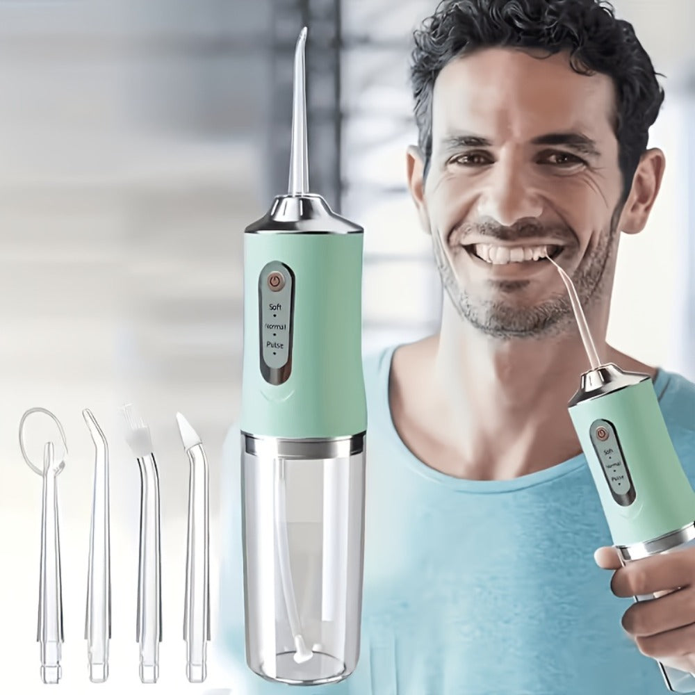 Smart Electric Water Flosser with Precision Pressure Control, 360° Rotating Nozzle - Deep Clean for Teeth & Gums, Replaceable Heads, USB Rechargeable Oral Irrigator for Home & Travel