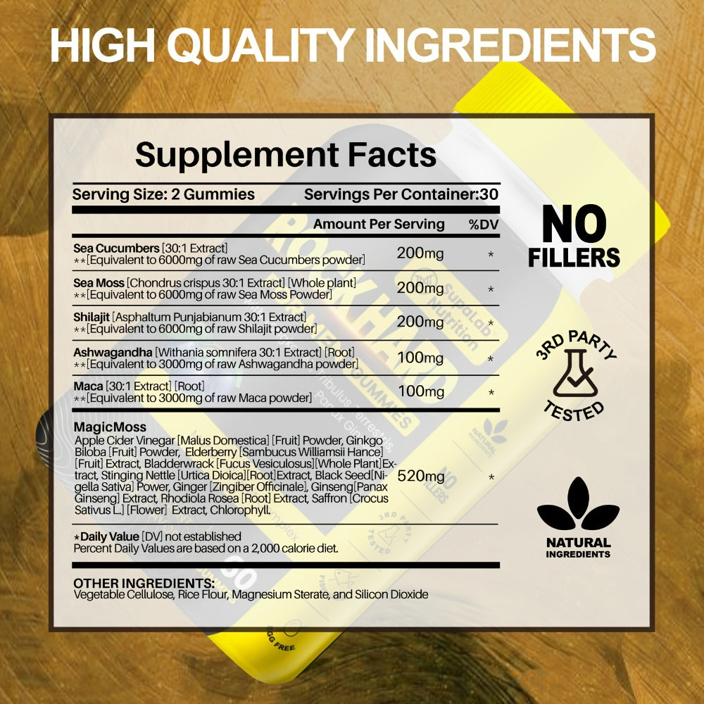 ROCK HARD Gummis - 17500mg Tongkat Ali, L-Citrulline, L-Arginine, Ashwagandha | Anytime Energy, Aronia Berry Flavor, 60 Gummies