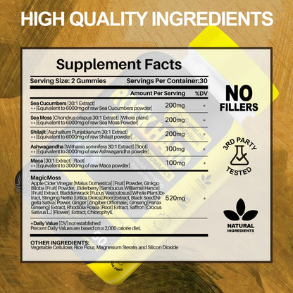 Tongkat Ali Gummies 17500mg for Men — L-Citrulline, L-Arginine & Ashwagandha | Natural Energy & Stamina Support | Aronia Berry Flavor | 60 Gummies per Bottle