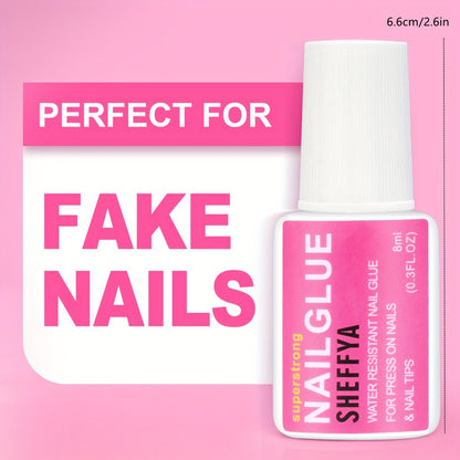 Nail Glue for Press On Nails Strong Bond Brush-On 0.27oz Long Lasting Maximum Strength for Nail Tips Acrylic Nails Mess-Free SHEFFYA 2 5 10pcs