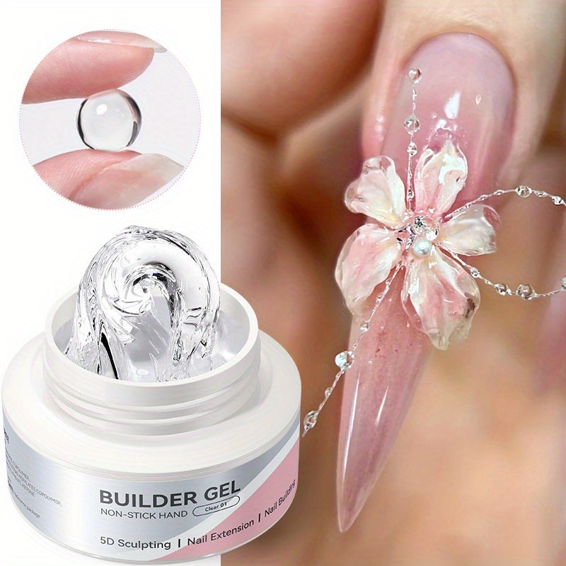 Nail Extension Sculpting Gel 60g No-Sticky Quick Builder Gel Clear Milky White Soak Off 3D Carving Molding Construction Gel UV LED Curable Nail Art Gel Polish
