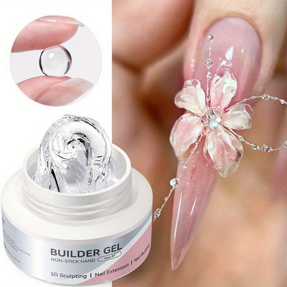 Builder Gel Nail Extension Sculpting Gel 60g No-Sticky Soak-Off – Clear & Milky White 3D Carving Molding UV/LED Curable Construction Gel for DIY & Salon Nail Art Women by BORN PRETTY