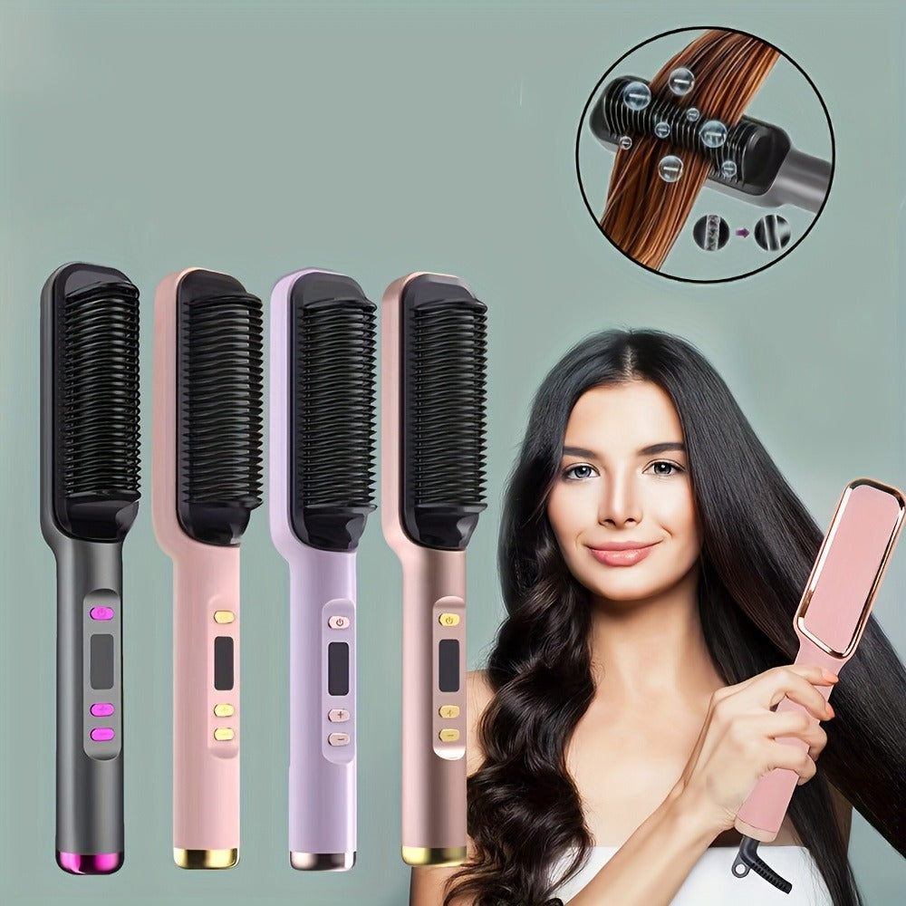 Hair Straightener And Curler 2-in-1, Household Wet And Dry Hair Straightener Comb Multi-Temp Volumizing Styling Comb, Women's Hair Tools, Women's Hair Tools Birthday Christmas Gift