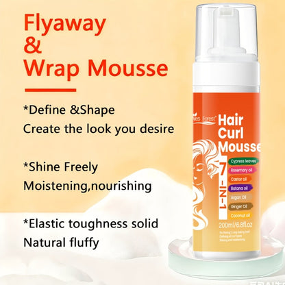 Curly Hair Foam Mousse 200ml | Moisturizing & Smoothing Curl Defining Styling Agent | Natural Fluffy Elastic Curls for Men & Women | All Hair Types 6.76oz