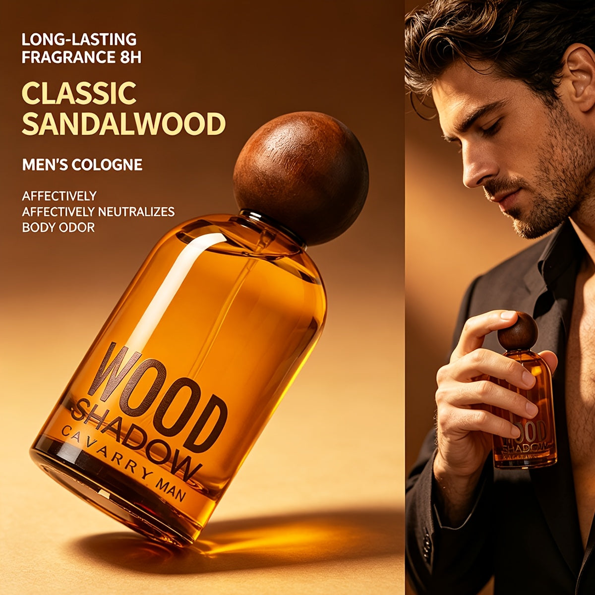 [Men's Wooden Perfume] Classic Men's Wooden Perfume, Designed By Professional Team Of Perfumers, Durable And Strong Sandalwood Fragrance, Suitable For Parties, Business, Fitness, Dating, Dinner - Men's Luxury Gift, Elegant Design, Party Perfume