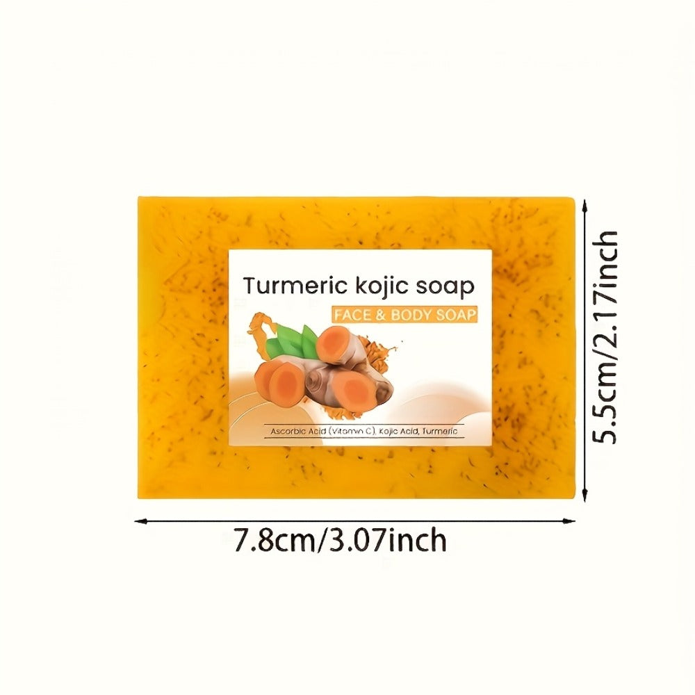 Turmeric Cleaning Kit, 3.38Oz Turmeric Facial Cleansing Foam + 3 Turmeric Soap Bars, Abundant Foam for Cleansing Skin, Brush Applicator Cleanser, Moisturizing And Nourishing, Mild And Non-Irritating