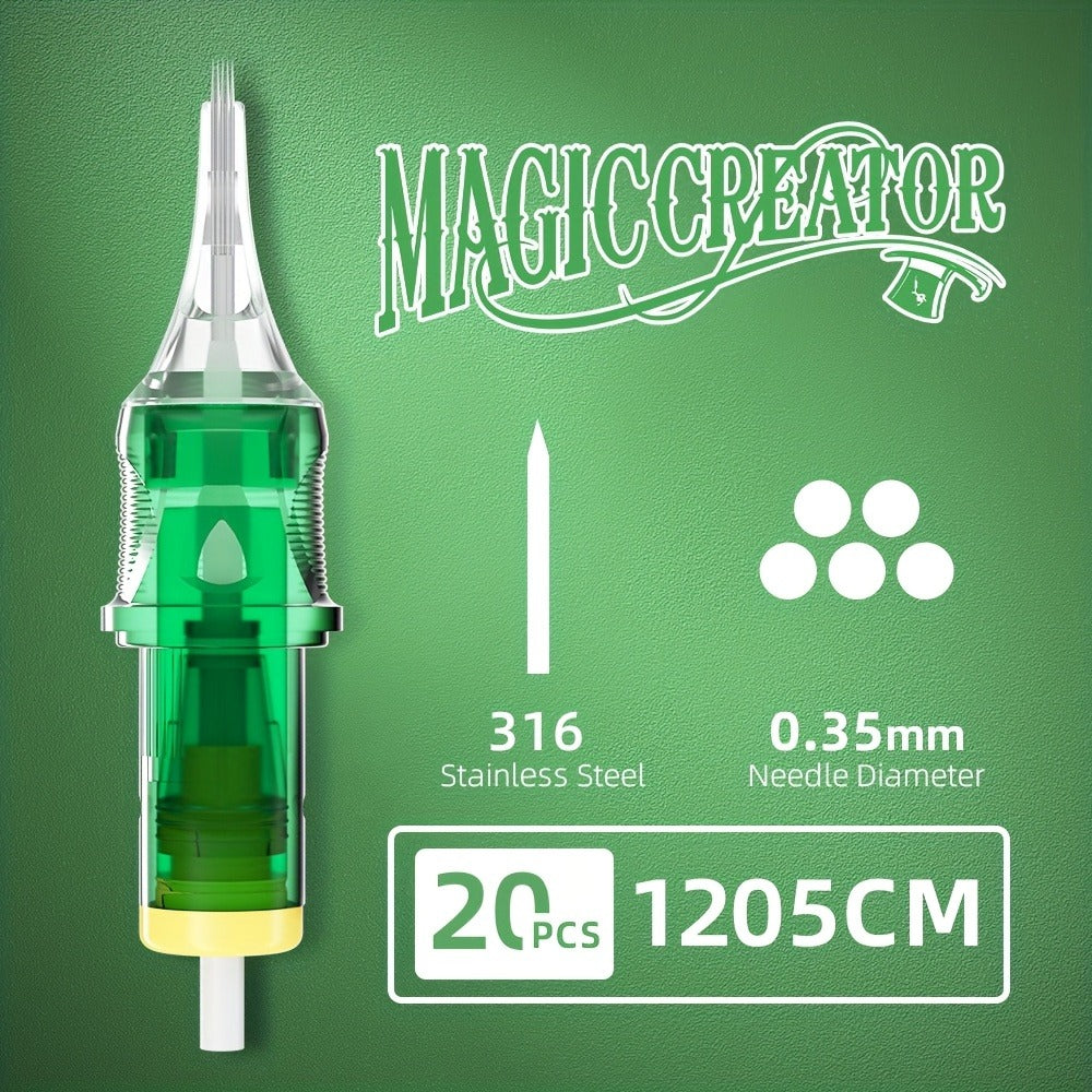 A Set of 20 Disposable Tattoo Needles for Magicians, Featuring High Transparency, Adjustable Lines, Various Gauges, Excellent Rigidity, Lasting Sharpness, And Ample Ink Capacity, Perfect for Both Professional Tattoo Artists And Novices