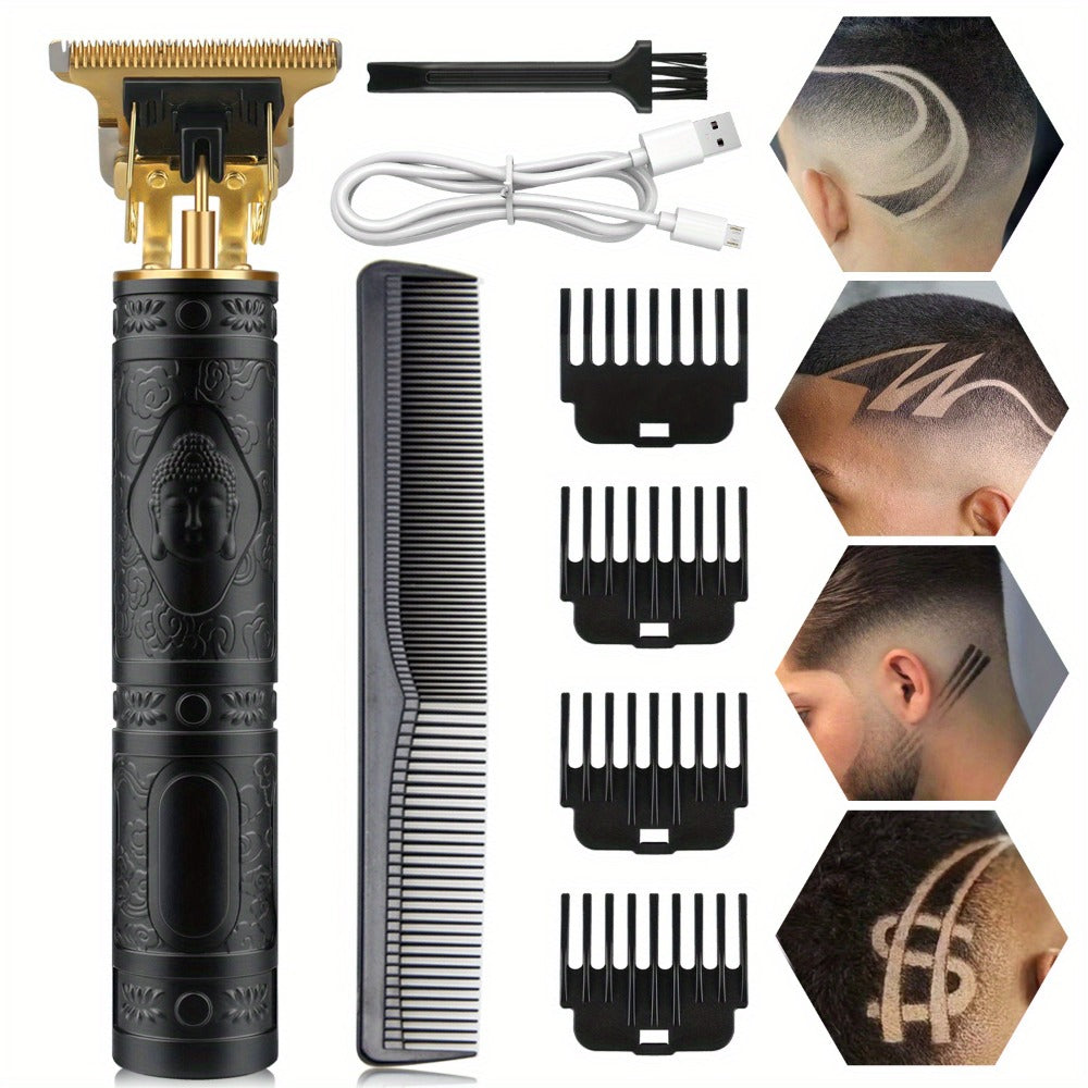Men'S Barber Rechargeable Razor Adult Electric Retro Electric Push Clippers Home USB Rechargeable Barbershop Men'S Beard Trimmer Facial Hair Trimmer