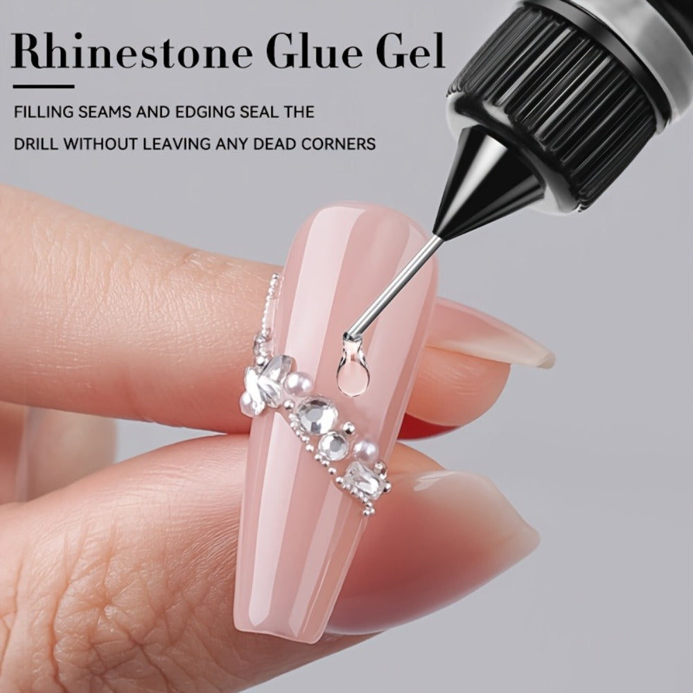 Nail Rhinestone Glue Gel 2pcs — Clear Nail Art Adhesive for 3D Rhinestones, Drill Jewelry & Decorations | LILYCUTE Sticky Nail Glue Gel 0.34oz