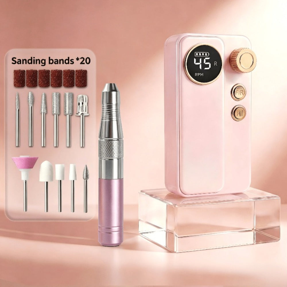 Rechargeable Electric Nail Drill, Professional Portable E-File for Acrylic Nails, Natural Extensions, and Gel Nails, Polishing Machine with 11 Grinding Bits and 20 Sanding Discs, Cordless High-Speed for Salon and Home Use, Women's Holiday Gift