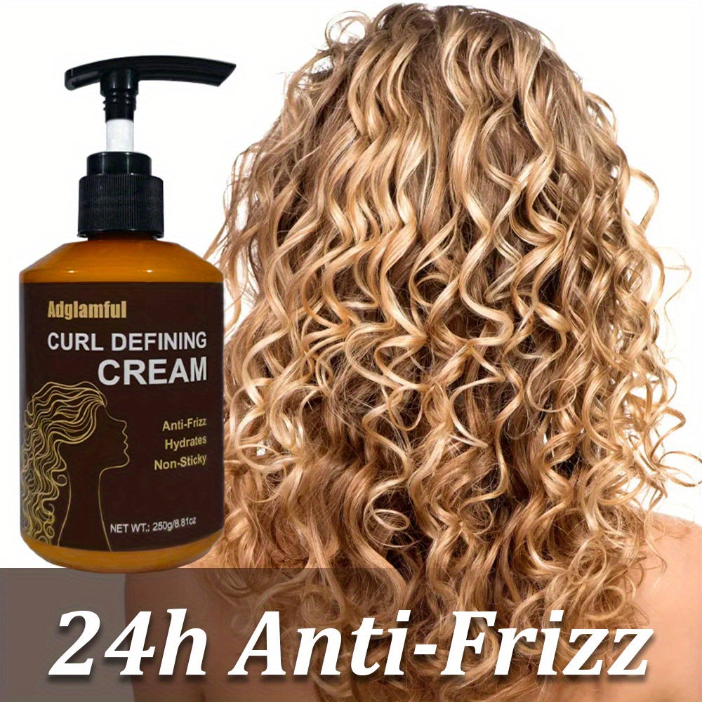 24-Hour Hold Curl Defining Cream - No-Rinse, 3-Minute Styling for Dry Hair, Lightweight & Non-Greasy, Frizz Control, Easy Comb-Through, Unisex Adult Use, Curly Hair Care, Sleek Bottle Design, Nourishing Ingredients, Quick Curls, No Rinse Styling
