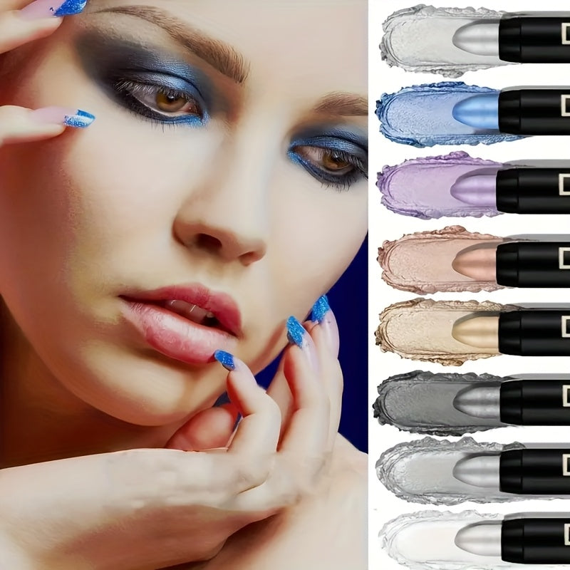 8/16pcs Shimmery Eyeshadow Sticks + 3 Gel Eyeliners Set. Smooth Application, Highly Pigmented, Waterproof, Sweat-proof & Smudge-proof. Multi-use for Colorful Festival/party Makeup Looks.