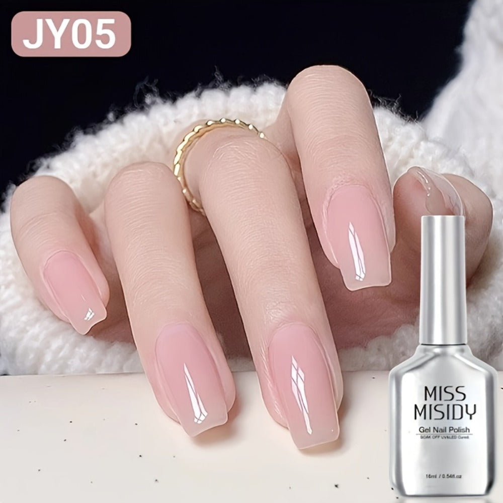 0.54oz Nude Pink Gel Nail Polish - Ice Transparent Color Series, JY05, Alcohol-Free, Unscented, Long-Lasting Nail Care | Smooth Finish | Durable Nail