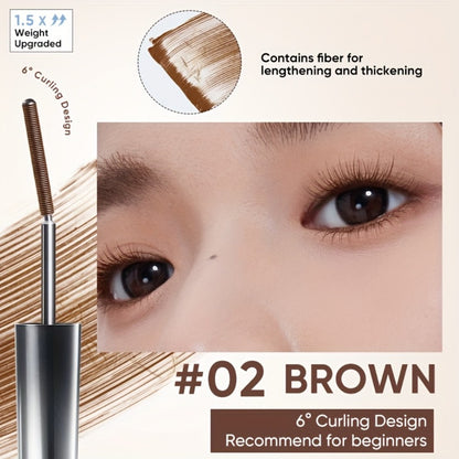 3D Curling Mascara — Volumizing, Waterproof & Smudge-Proof Eyelash Wand, Long-Lasting Nourishing Formula, Suitable for All Eye Types, Korean Makeup Style, Black & Brown, Curling & Precision Design