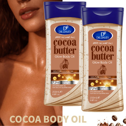Cocoa Butter Body Oil 2pcs - Pure Cocoa Radiant Glow Body Gel Oil, Refreshing Non-Greasy Moisturizing Skin Care for Women, Dry Skin Hydration All Seasons