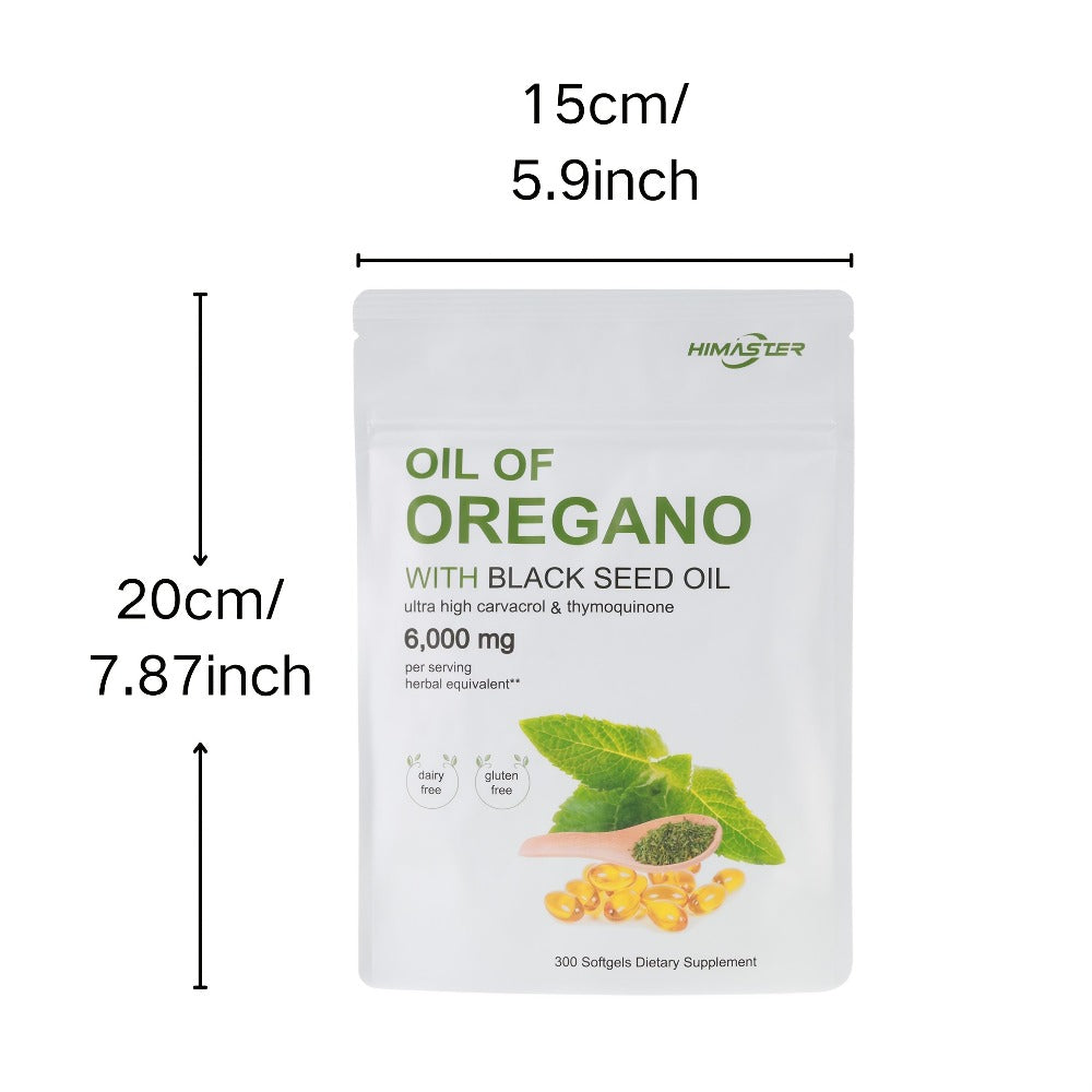 Oil Of Oregano Softgels Per Serving, 300 Count, 2in 1 Formulated with Black Seed Oil Plant Based, with Ultra-High Carvacrol & Thymoqione Content, for Fitness, Maximally Absorbed with Ideal Pairing Per Servingherbal Equivalent, Preferred Gift