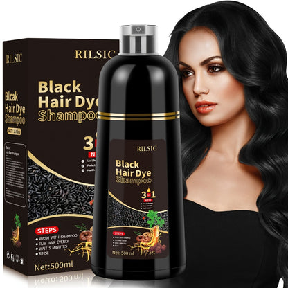 Hair Color Shampoo 3-in-1 Ammonia-Free Gray Coverage Natural Herbal Dye Works in Minutes 30-Day Lasting Color 16.91oz for Men & Women All Hair Types