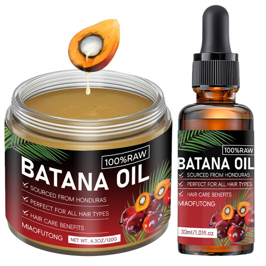 2pcs Natural Honduran Batana Hair Oil + Batana Essential Oil, Nourishes The Scalp And Hair, Increases Hair Shine, Strengthens Hair, Prevents Breakage And Split Ends, Suitable for Dry And Damaged Hair, Makes Hair Healthier, Fresher And Stronger, Scalp