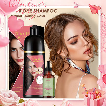 Hair Color Dyeing Shampoo 3-in-1 — Plant Squalane & Glycerin Formula | Colors, Conditions & Cleanses in One Wash | 10 Shades | Easy At-Home Hair Coloring