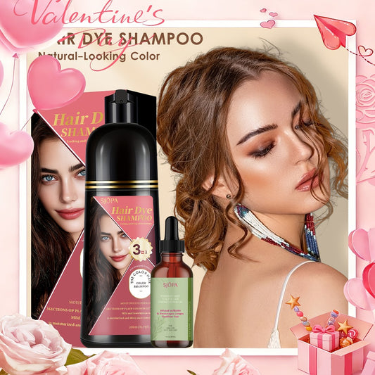 SJOPA 3-In-1 Hair Color Dyeing Shampoo, Moisturizing Conditioner Shampoo Formula for Normal Hair Easy to Use at Home, Holiday Gift, Gift for Mom, Gift Surprise for Girlfriend The Perfect Valentine'S Day Gift