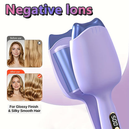 Curling Iron 32mm Negative Ion Mini Portable —1 3-Heat Settings, Fast Heating, Anti-Scald Design for Women — Cat Ears Curler Gift for Mother's Day, Birthday & Christmas