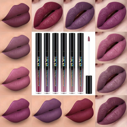 Lip Glaze Set Matte Liquid Lipstick 6pcs - Long-Lasting Non-Sticky Non-Drying Colorfast Lip Tint with Natural Scent for Defined Contoured Lips Everyday Makeup