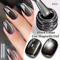 BORN PRETTY 0.34oz Black Glass Bead Black Color Cat Magnetic Gel Nail Polish With A Delicate Magnetic Powder Effect And Shiny Soak Off Gel