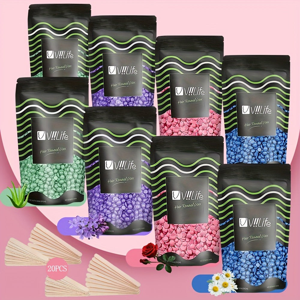 4 Bags/8 Bags of Wax Beads for Hair Removal Kit, Hard Wax Beans Suitable for Brazilian, Face, Bikini, Eyebrow, And Legs, Home Waxing Beads for Both Women And Men, 50G Per Bag