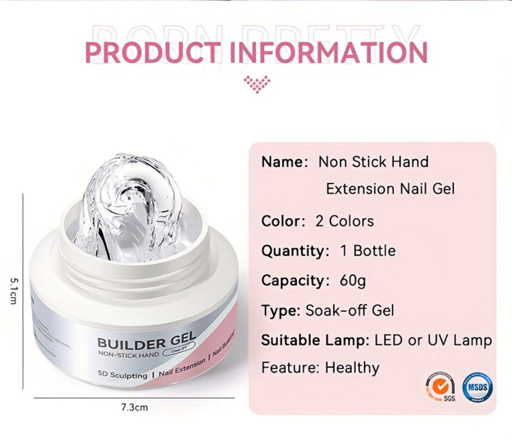 BORN PRETTY 60G Sculpting Gel No-Sticky Quick Extension Nail Gel Polish Clear Milky White 3D Carving Molding Glue Soak Off Construction Gel Vernis
