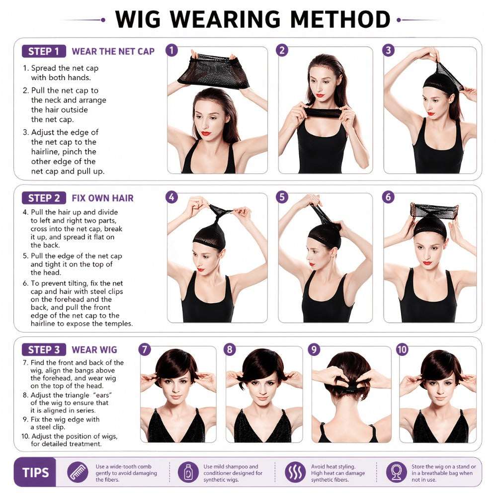 Colorful Wig with Bangs for Women Short Wavy 4 Inch Synthetic 5 Colors Red Black Green Blue Orange Halloween Costume Christmas Party Cosplay Daily Wear