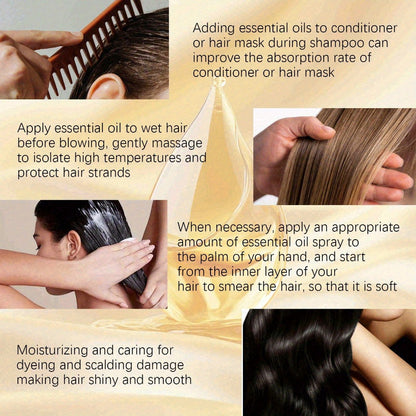 Hair Essential Oil Spray Smoothing & Anti-Frizz – Lightweight Conditioning Treatment for Dry, Damaged & Frizzy Hair | Repairs Split Ends, Adds Shine | 2.7oz