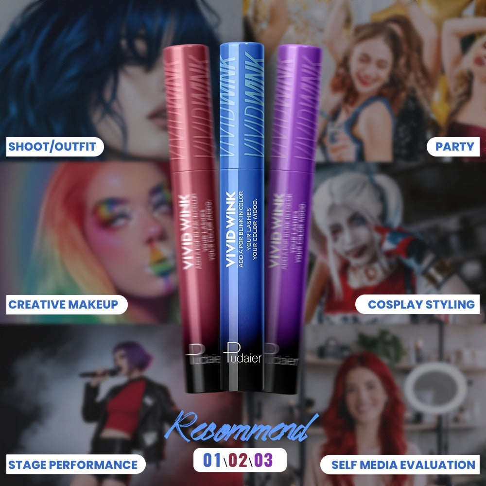 Waterproof Colored Mascara 5 Shades Smudge-Proof Clump-Free Long-Lasting Formula Vivid Eye Makeup for Stage Cosplay Everyday Wear Women