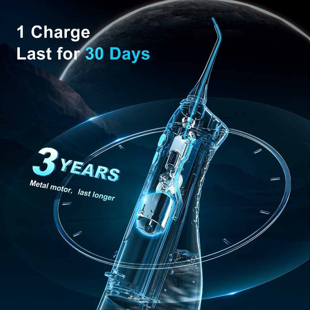 Cordless Water Flosser Portable Oral Irrigator, Rechargeable Electric Teeth Cleaner with Travel-Ready Design, Deep Gum & Teeth Cleaning, Compact 300ml Tank, Available in Black, White & Pink