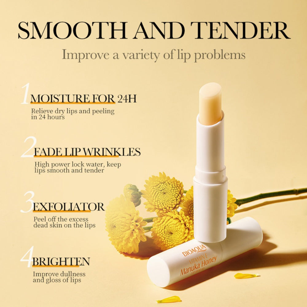6pcs/10pcs Manuka Honey & Vitamin E Lip Balm Suitable for Women - Overnight Hydrating Lip Mask & Lip, 12hrs Long-Lasting Moisture, Korean Skincare, for Dry, Chapped Lips