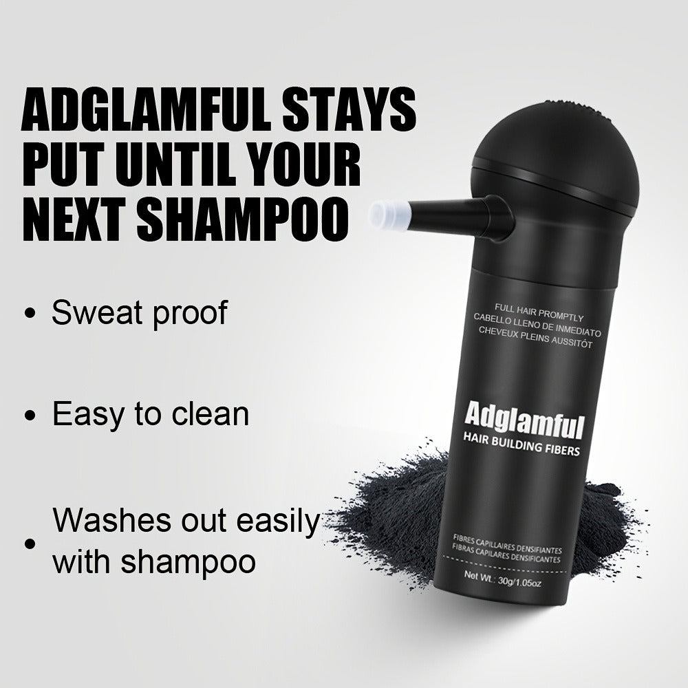 Hair Volumizing Fibers 2-in-1 Kit 30g x 2pcs - Adglamful Instant Volume for Sparse Hair, Fills Part Lines & Hairlines, Men & Women, Black & Dark Brown