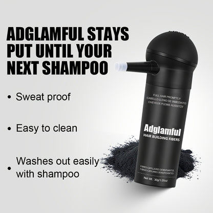 Hair Volumizing Fibers 2-in-1 Kit 30g x 2pcs - Adglamful Instant Volume for Sparse Hair, Fills Part Lines & Hairlines, Men & Women, Black & Dark Brown