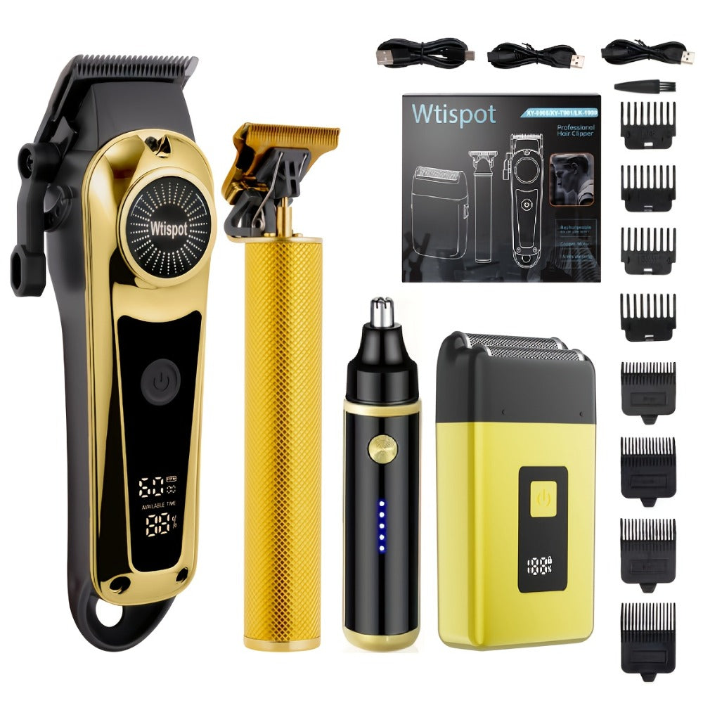 Men'S Hair Clipper And Beard Trimmer Set Men'S USB-Rechargeable Hair Clipper Features Battery Level Indicator, Ideal For Travel And Home Use, Includes 4 Comb Attachments Men'S Gift | Birthday Gift | Christmas Gift