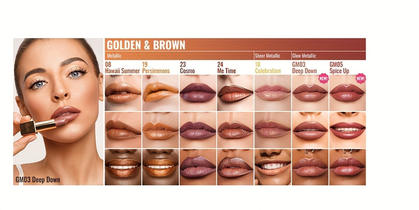 Metallic Lipstick Set 3 Pcs – 24-Hour Smudge-Proof & Transfer-Resistant Lip Color by Oulac, Lightweight Full-Coverage Lips Makeup, Long-Lasting Glossy Finish, 12.9G/0.45oz
