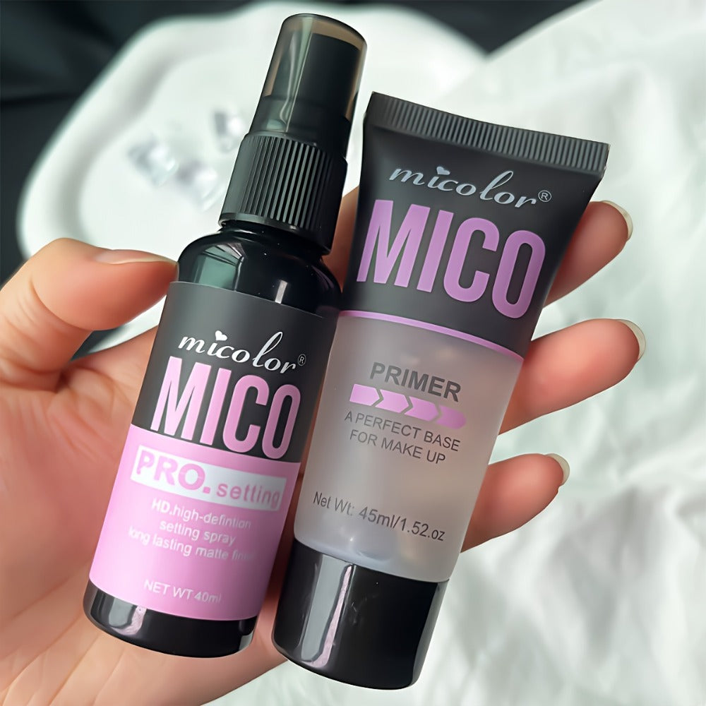 [Ideal Gift for Easter] 2/4-Pack MICO Makeup Base & HD Long-Lasting Finish Duo, Minimizes Pores & Enhances Complexion, Smooth Texture, Lightweight, Under 1fl. Oz Each, Ideal Gift for Easter, Spring & Summer