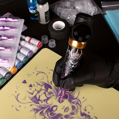 Wireless Tattoo Machine Kit INKSOUL Tattoo Pen with Pen Case 10 Needles Disposable Ink Cups Transfer Paper Complete Supplies for Beginners & Artists