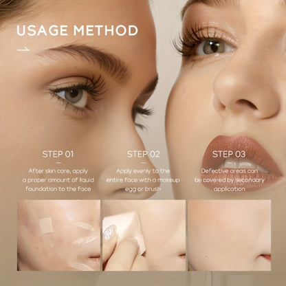 Liquid Foundation Set 3 & 5pcs — Full Coverage Moisturizing Waterproof Foundation 30ml, Long-Wearing Flawless Finish for All Skin Types, Shades: Soft Ivory, Natural, Tan