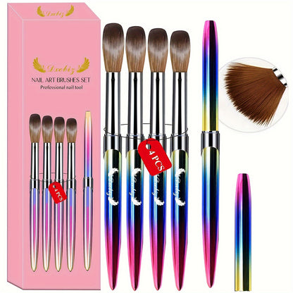 Acrylic Nail Brush Set 4Pcs Kolinsky Hair Nail Art Brushes Size 10 12 14 16 for Acrylic Powder Application Nail Extension 3D Nail Carving