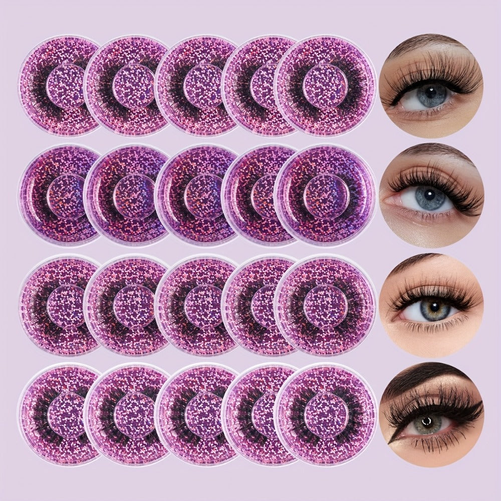 20 Pairs 5D Wispy Faux Mink False Eyelashes, 4 Styles Mixed Dramatic Thick Curled Fluffy Strip Eyelashes Multipack for Eyes Makeup Sets Female Gift