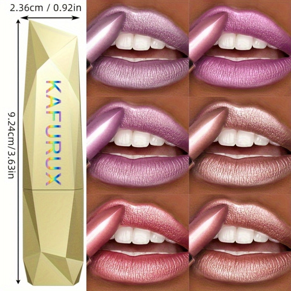 Lipstick Set 6Pcs Shimmer Lip Gloss Waterproof Long Lasting Lip Color Coral Pink Red Purple Makeup Kit for Women Travel Friendly All Day Wear
