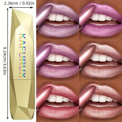 Lipstick Set 6Pcs Shimmer Lip Gloss Waterproof Long Lasting Lip Color Coral Pink Red Purple Makeup Kit for Women Travel Friendly All Day Wear