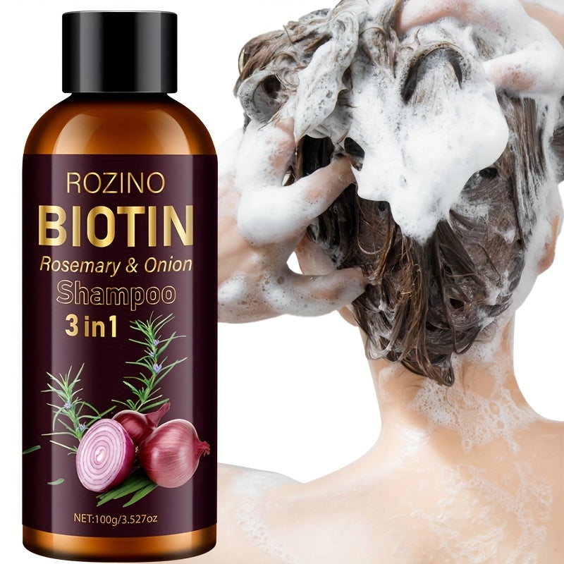 3.527Oz 3-In-1 Shampoo with Rosemary, Biotin, Onion, for Damaged Hair Scalp, Nourishes And Shines Hair, Cleanses Loose Scalp Debris, Strengthens Hair, Moisturizes Hair Roots, Revitalizes Hair/Hair'S Beauty
